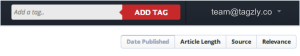 article sorting and header screenshot